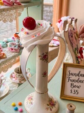 pink whip cream Cherry Headband for adult and girls food costume birthday favor